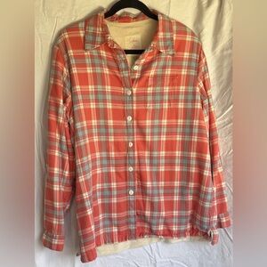 L.L. Bean Orange  Flannel Fleece Lined Long sleeve Shirt Medium